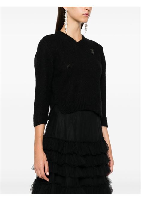 Black cropped V-neck sweater Simone Rocha - women SIMONE ROCHA | MIMK5B0657BLK